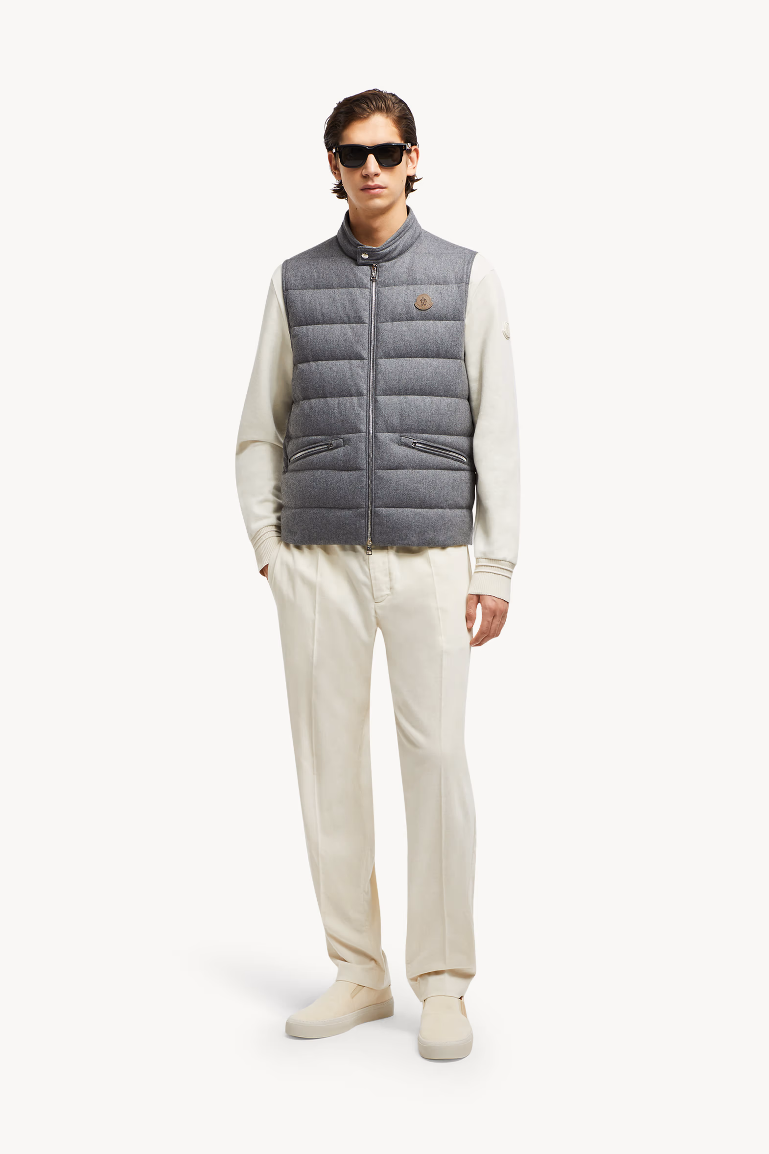Chaleco plumífero de cachemira Gallienne Hombre Gris Moncler 0